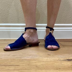 tory burch navy blue suede ankle strap